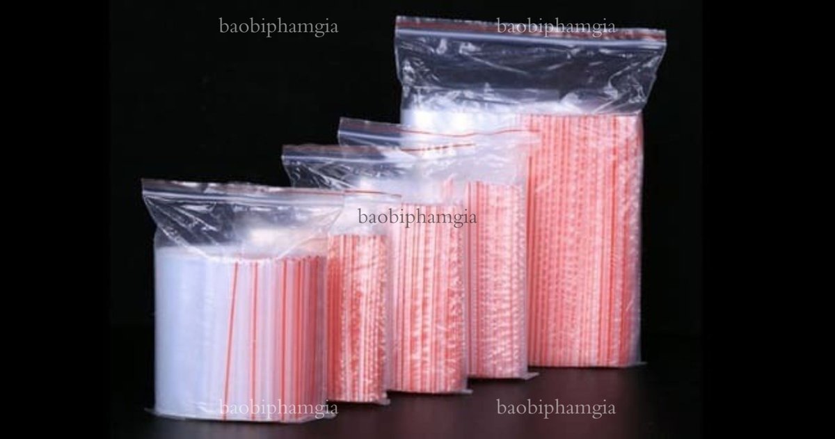 Size t&uacute;i zip chỉ đỏ từ nhỏ đến lớn